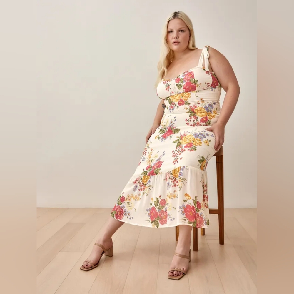 Reformation Nikita dress, cream floral, size 14